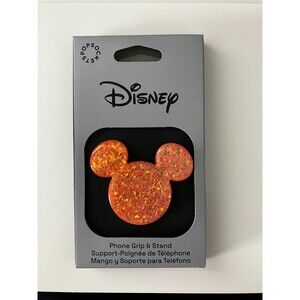 Disney Popsockets Micket Mouse Head Peach Punch Glitter Orange Phone Grip Stand
